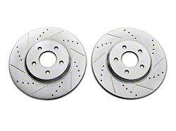 C&L Super Sport Cross-Drilled and Slotted Rotors; Front Pair (05-10 Mustang GT; 11-14 Mustang V6)