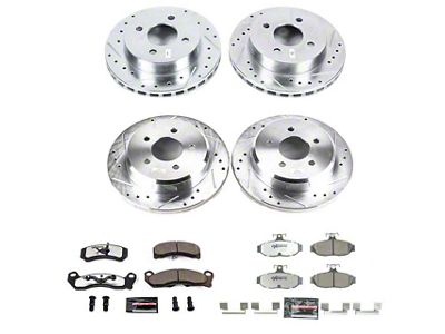 PowerStop Z26 Street Warrior Brake Rotor and Pad Kit; Front and Rear (1993 Mustang Cobra)