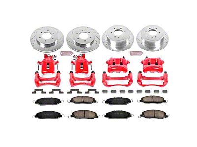 PowerStop Z23 Evolution Brake Rotor, Pad and Caliper Kit; Front and Rear (05-10 Mustang GT)