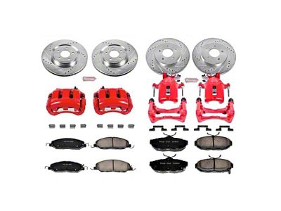 PowerStop Z23 Evolution Brake Rotor, Pad and Caliper Kit; Front and Rear (11-14 Mustang Standard GT, V6)