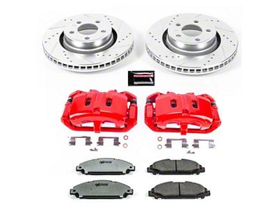 PowerStop Z26 Street Warrior Brake Rotor, Pad and Caliper Kit; Front (15-23 Mustang Standard EcoBoost, V6)