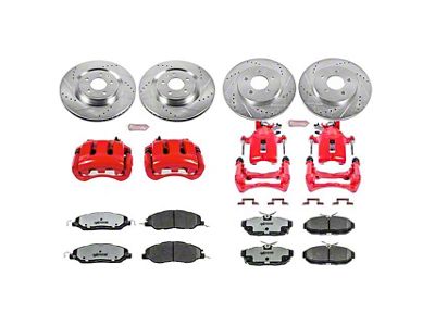 PowerStop Z26 Street Warrior Brake Rotor, Pad and Caliper Kit; Front and Rear (11-14 Mustang Standard GT, V6)