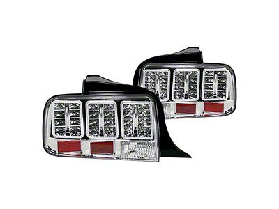 LED Tail Lights; Chrome Housing; Clear Lens (05-09 Mustang)
