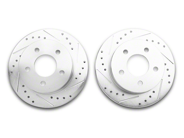 C&L Super Sport Cross-Drilled and Slotted Rotors; Rear Pair (94-04 Mustang GT, V6)