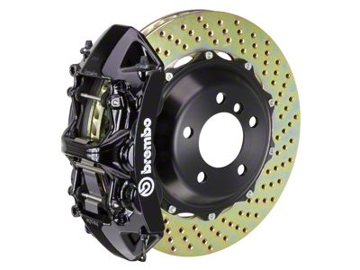 Brembo GT Series 6-Piston Front Big Brake Kit with 14-Inch 2-Piece Cross Drilled Rotors; Black Calipers (05-14 Mustang Standard GT, V6)