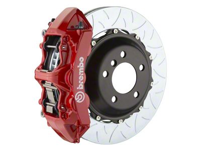 Brembo GT Series 6-Piston Front Big Brake Kit with 14-Inch 2-Piece Type 3 Slotted Rotors; Red Calipers (05-14 Mustang Standard GT, V6)