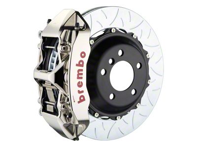 Brembo GT Series 6-Piston Front Big Brake Kit with 15-Inch 2-Piece Type 3 Slotted Rotors; Nickel Plated Calipers (05-14 Mustang Standard GT, V6)