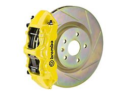 Brembo GT Series 6-Piston Front Big Brake Kit with 14-Inch 1-Piece Type 1 Slotted Rotors; Yellow Calipers (05-14 Mustang Standard GT, V6)