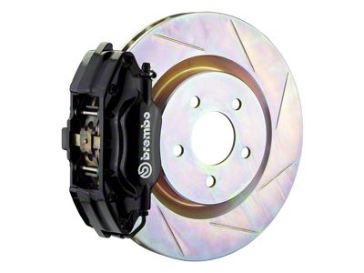 Brembo GT Series 4-Piston Front Big Brake Kit with 13-Inch 1-Piece Type 1 Slotted Rotors; Black Calipers (94-04 Mustang)