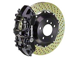 Brembo GT Series 6-Piston Front Big Brake Kit with 14-Inch 2-Piece Cross Drilled Rotors; Black Calipers (94-04 Mustang)
