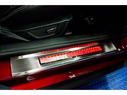 Illuminated Door Sill Plate Covers; Red (15-23 Mustang)
