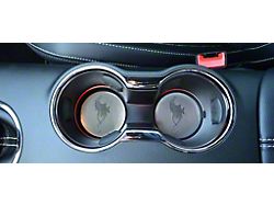 Pony Cup Holder Accent Plates; 2-Piece (15-23 Mustang GT)
