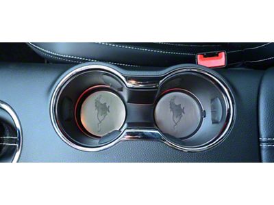 Pony Cup Holder Accent Plates; 2-Piece (15-23 Mustang GT)
