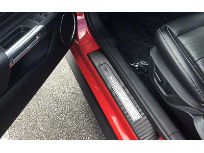 Door Sill Surround Accent Trim; Raw Carbon Fiber (15-23 Mustang)