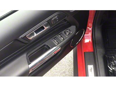 Door Switch Panel Accent Trim; Raw Carbon Fiber (15-23 Mustang)