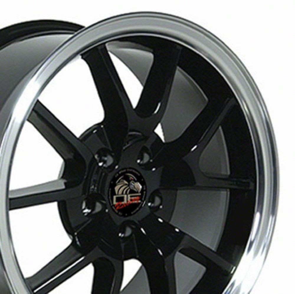 Copperhead FR500 Style Gloss Black Machined Wheel; 18x9 (99-04 Mustang)