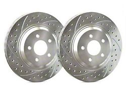SP Performance Double Drilled and Slotted Rotors with Silver Zinc Plating; Front Pair (15-23 Mustang GT w/ Performance Pack)