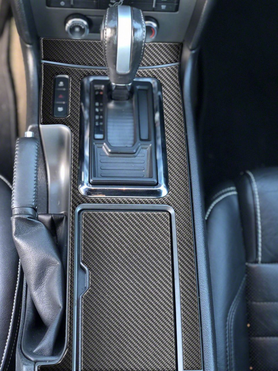 Center Console Shifter Accent Trim; Domed Carbon Fiber (10-14 Mustang w/ Automatic Transmission)