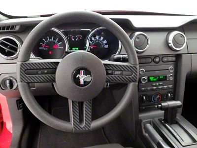 Steering Wheel Accent Trim; Raw Carbon Fiber (05-09 Mustang GT, V6)