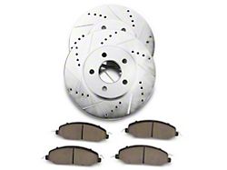C&L Super Sport Cross-Drilled and Slotted Brake Rotor and Pad Kit; Front (05-10 Mustang V6)