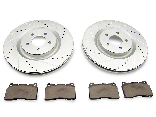 C&L Super Sport Cross-Drilled and Slotted Brake Rotor and Pad Kit; Front (11-14 Mustang GT Brembo; 12-13 Mustang BOSS 302; 07-12 Mustang GT500)