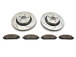 C&L Super Sport Cross-Drilled and Slotted Brake Rotor and Pad Kit; Front (15-23 Mustang Standard EcoBoost, V6)