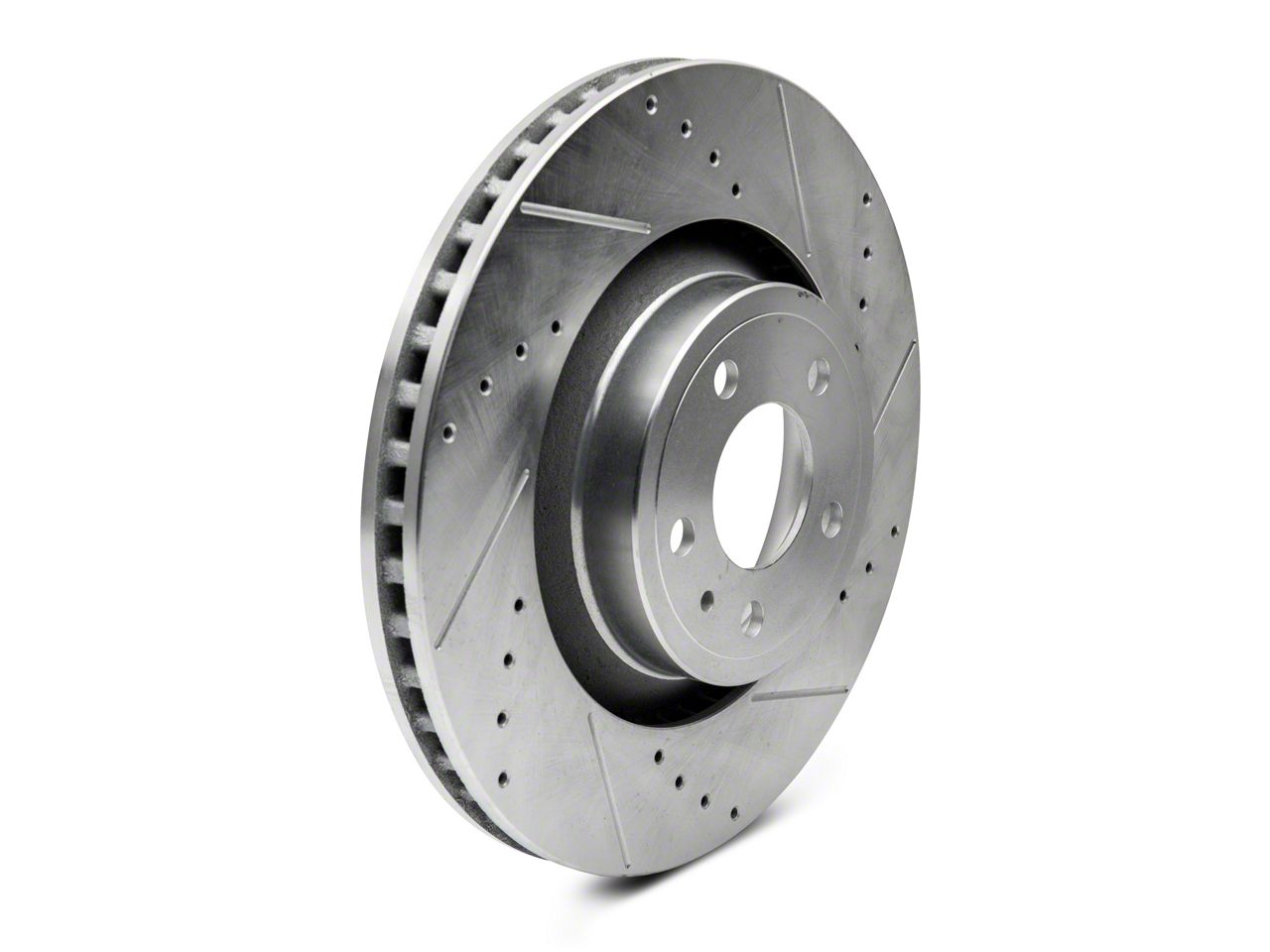 C&L Super Sport Cross-Drilled and Slotted Rotors; Front Pair (15-23 Mustang Standard GT, EcoBoost w/ Performance Pack)