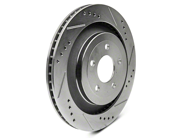C&L Super Sport Cross-Drilled and Slotted Rotors; Rear Pair (15-23 Mustang Standard GT, EcoBoost w/ Performance Pack)