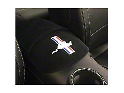Center Console Cover with Tri-Bar Running Pony Logo; Black (15-23 Mustang)