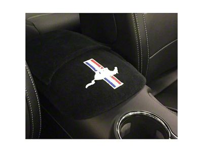 Center Console Cover with Tri-Bar Running Pony Logo; Black (15-23 Mustang)