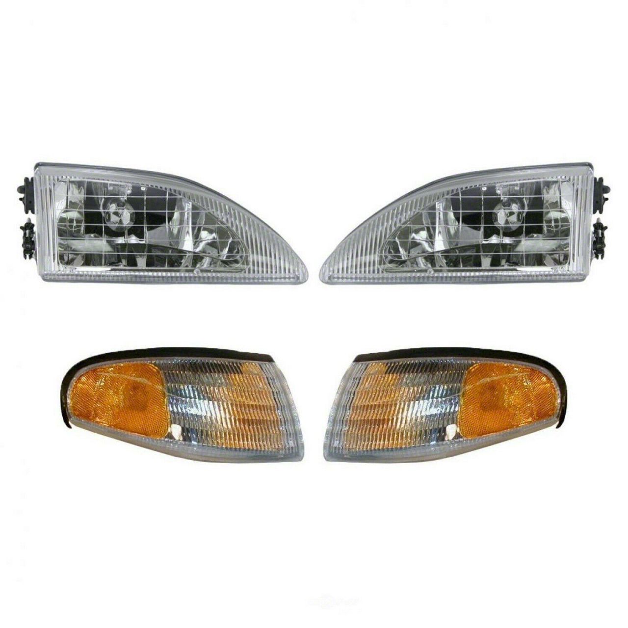 4-Piece Headlights; Chrome Housing; Clear Lens (94-98 Mustang)