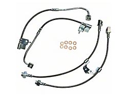 J&M Stainless Steel Teflon Brake Hose Kit; Clear Outer Cover; Front and Rear (15-20 Mustang GT350)