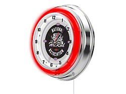 NHRA 19-Inch Double Neon Hot Rod Wall Clock; Red Neon