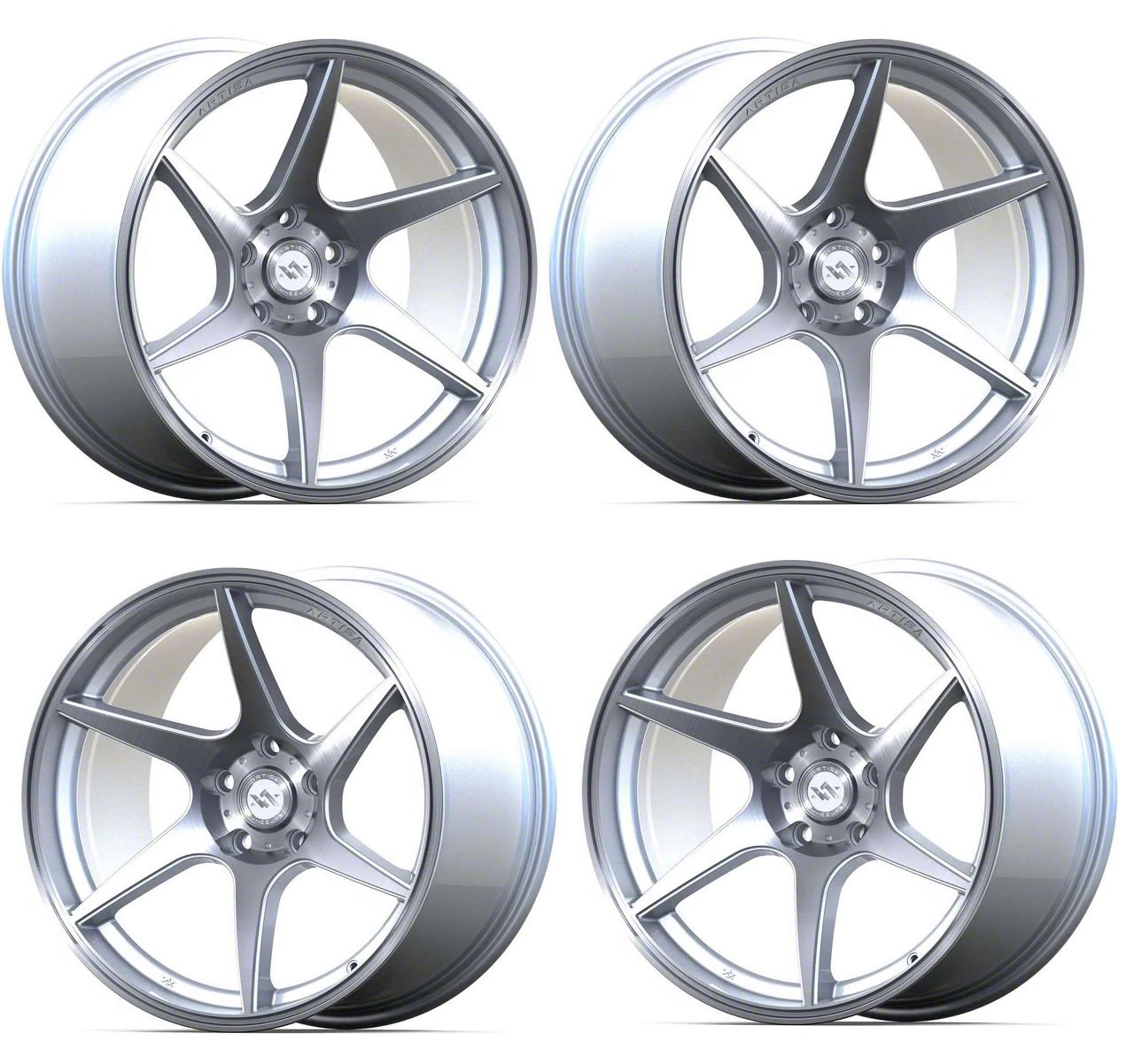 Anovia Wheels Mustang Staggered Titan Brushed Silver 4-Wheel Kit; 18x8 ...