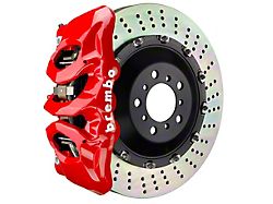 Brembo GT Series 6-Piston Front Big Brake Kit with 15.90-Inch 2-Piece Cross Drilled Rotors; Red Calipers (15-23 Mustang GT)