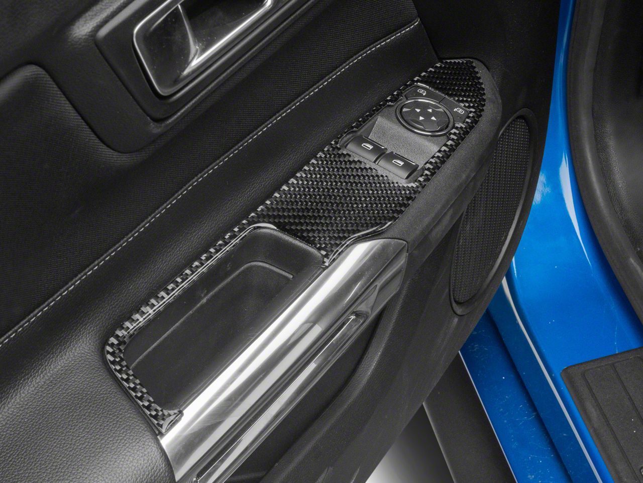 SpeedForm Mustang Door Switch Panel Accent Trim; Domed Carbon Fiber