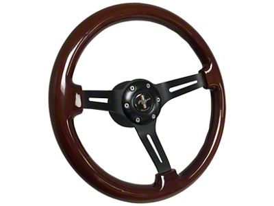 Volante Woodgran S6 Sport Steering Wheel Kit with Pony Emblem; Black Center (84-04 Mustang)