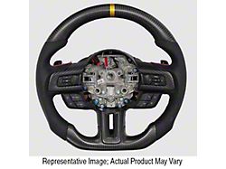Carbon Fiber and Black Leather Steering Wheel with Red Stitching and Red Stripe (15-23 Mustang w/o Heated Steering Wheel, Excluding GT500)
