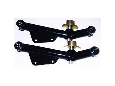 J&M Weight Jack Street Performance Adjustable Rear Lower Control Arms; Black (79-98 Mustang)