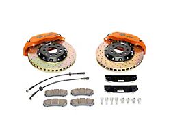 Ksport Procomp 6-Piston Rear Big Brake Kit with 15-Inch Drilled Rotors; Orange Calipers (15-23 Mustang EcoBoost)