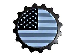 Grillebadgestore Premium Aluminum Grille Badge; Gear USA Flag Grayscale (Universal; Some Adaptation May Be Required)