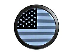 Grillebadgestore Premium Aluminum Grille Badge; Round USA Flag Grayscale (Universal; Some Adaptation May Be Required)