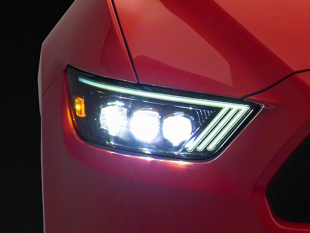 NOVA-Series LED Projector Headlights; Alpha Black Housing; Clear Lens (15-17 Mustang; 18-22 Mustang GT350, GT500)