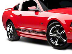 SpeedForm Rocker Stripes with AmericanMuscle Logo; Gloss Black (79-23 Mustang)