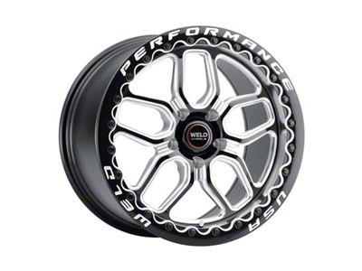 WELD Performance Laguna Beadlock Gloss Black Milled Wheel; Rear Only; 15x10 (15-23 Mustang)
