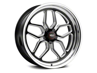 WELD Performance Laguna Drag Gloss Black Milled Wheel; Front Only; 18x5 (79-93 Mustang w/ 5-Lug Conversion)