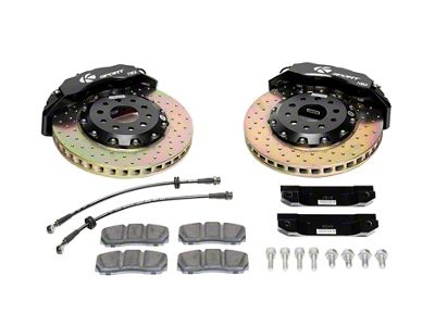 Ksport Dualcomp 4-Piston Rear Big Brake Kit with 14-Inch Slotted Rotors; Black Calipers (11-14 Mustang Standard GT, V6)