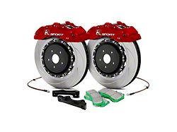 Ksport Supercomp 8-Piston Front Big Brake Kit with 14-Inch Slotted Rotors; Red Calipers (11-14 Mustang Standard GT, V6)