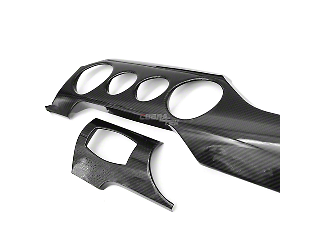 Cobra-Tek Performance Pack Dashboard Center Dash Trim; Gloss Black Carbon Fiber (15-23 Mustang)