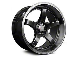 XXR 555 Chromium Black with Machined Lip Wheel; 17x8 (99-04 Mustang)